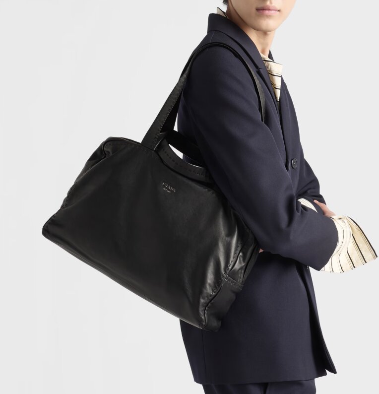 Nappa leather work bag - Black