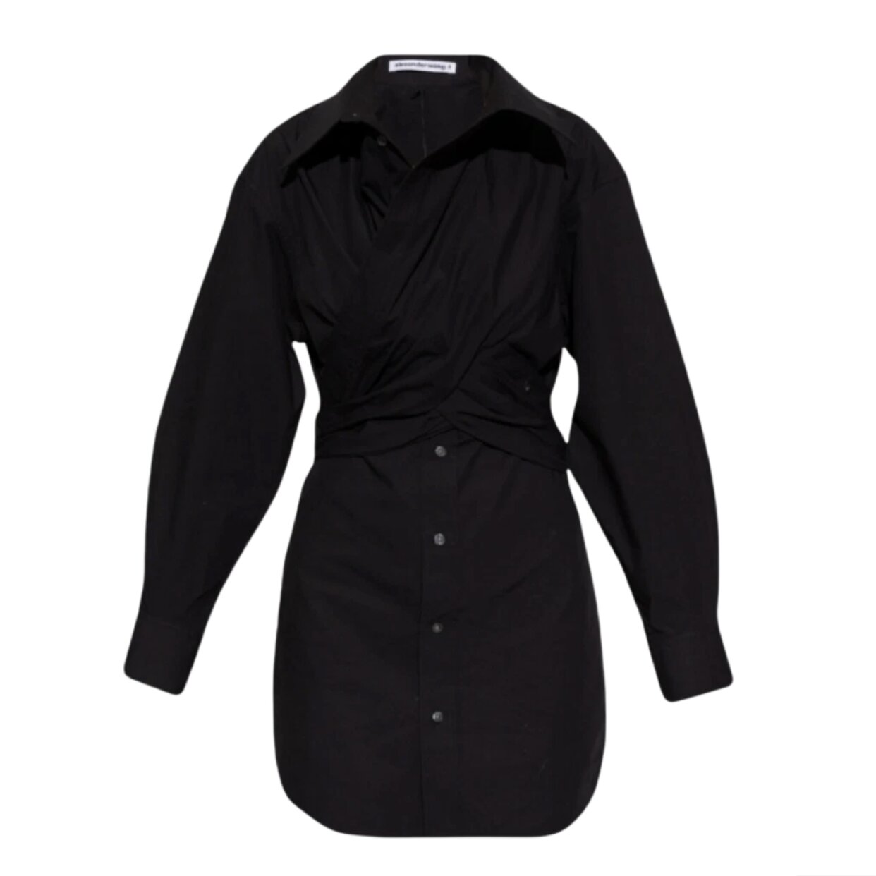 (W) Alexander Wang Draped Mini Shirt Dress Black