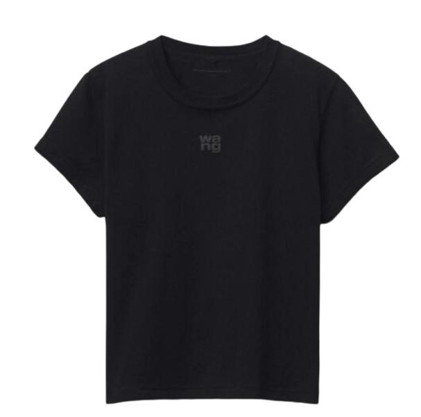 (W) Alexander Wang Puff Logo Shrunken T-Shirt in Cotton Jersey Black 4CC3221358001