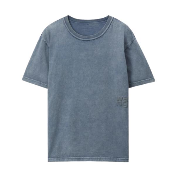 (W) Alexander Wang Puff Logo T-Shirt in Cotton Jersey Motor Grey