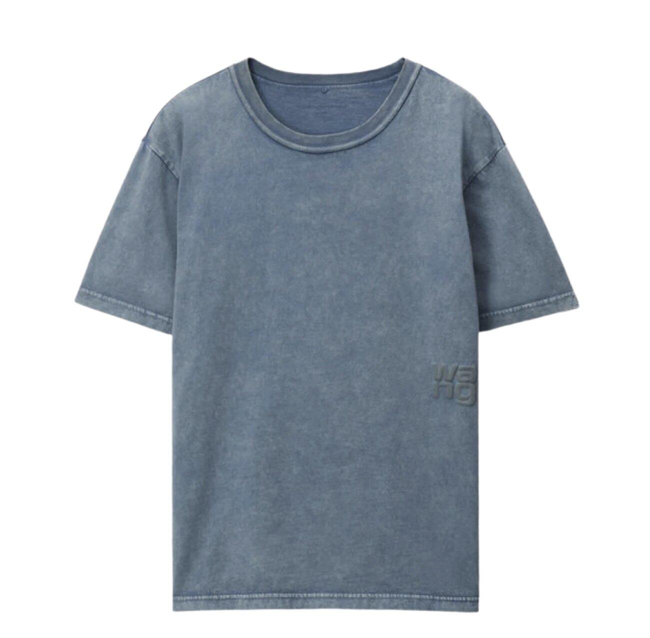 (W) Alexander Wang Puff Logo T-Shirt in Cotton Jersey Motor Grey