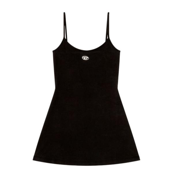 (W) Diesel D-Newhop-Od Mini Dress In Cotton with Oval D Logo Black