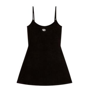 (W) Diesel D-Newhop-Od Mini Dress In Cotton with Oval D Logo Black