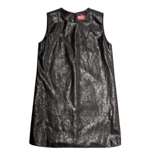 (W) Diesel D-Ares Coated Mini Dress with Embossed Oval D Black