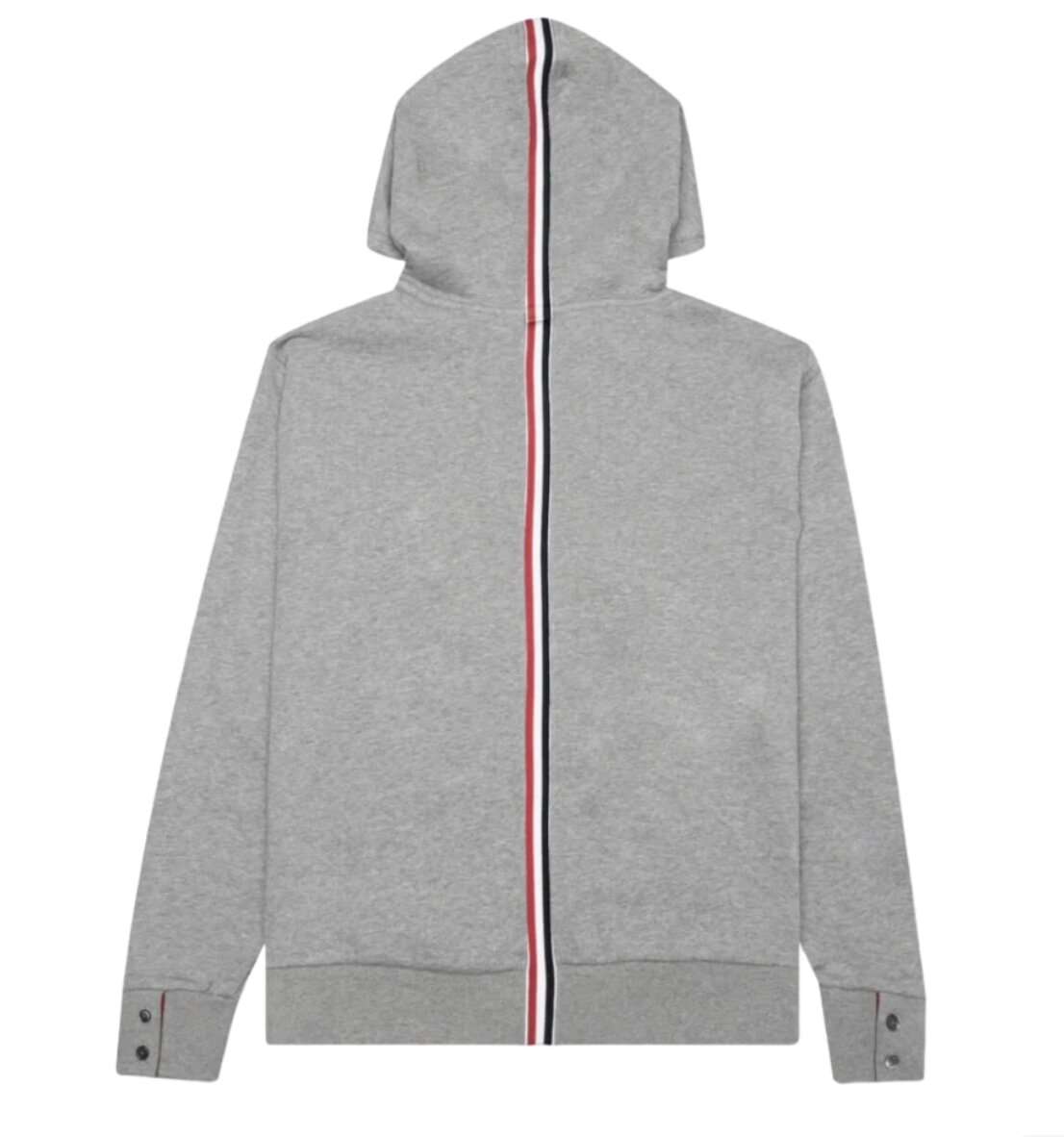 Thom Browne Classic Loopback Center Back RWB Stripe Hoodie Pullover Light Grey