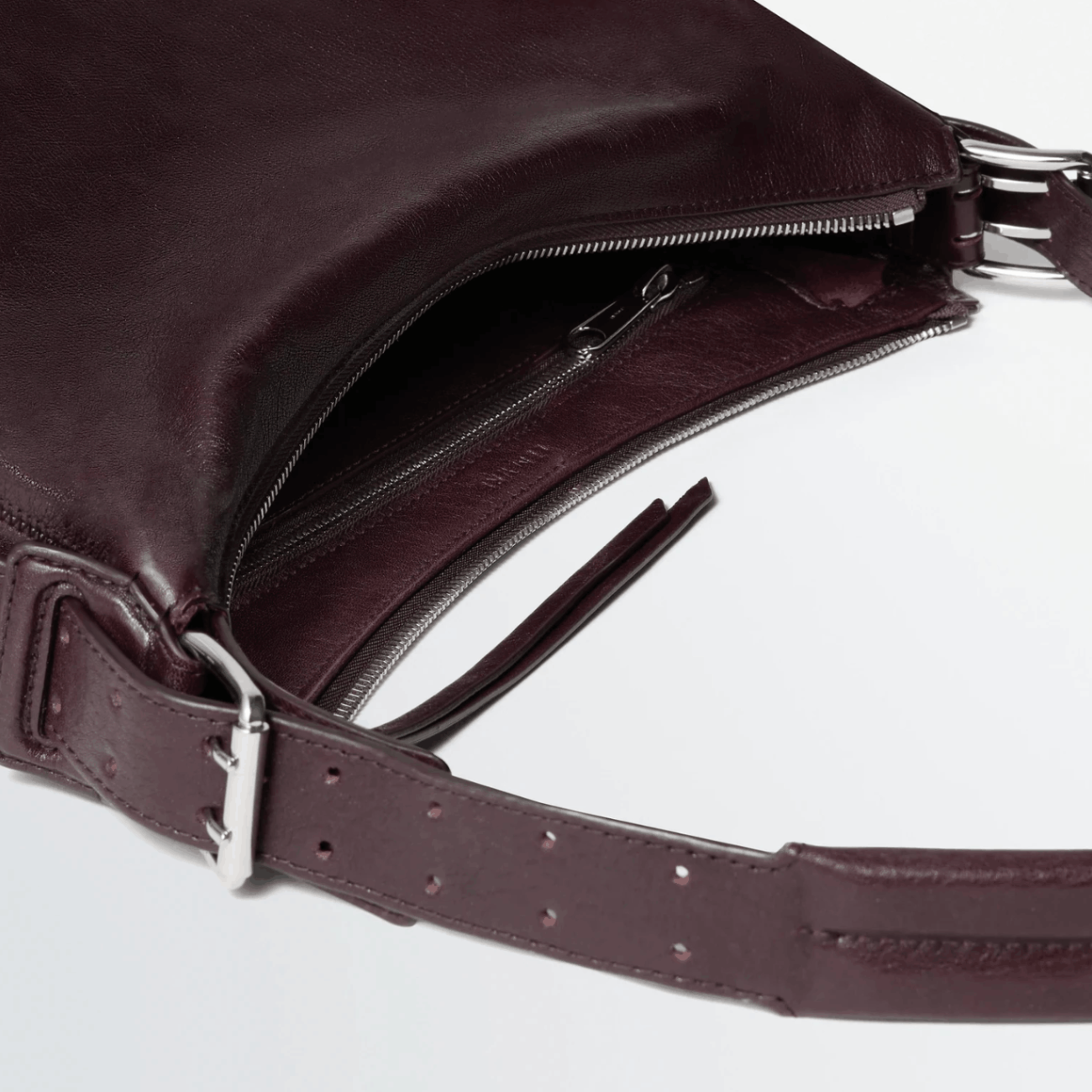 SMALL BELTED HOBO BAG - Paper Lux Leather - Chianti