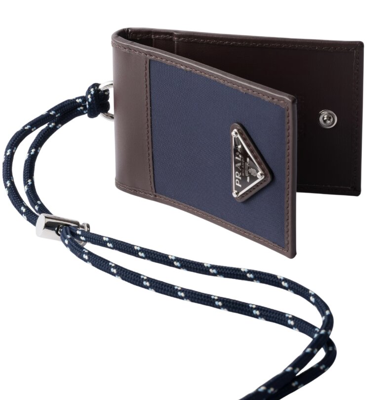 Prada Speedrock Re-Nylon and leather card holder with strap