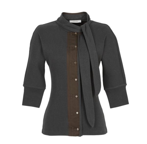 ASCOT T-SHIRT IN LINEN AND COTTON RIBBED JERSEY