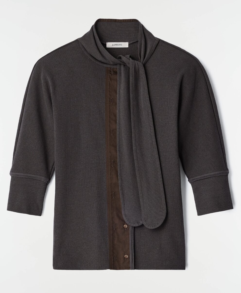 ASCOT T-SHIRT IN LINEN AND COTTON RIBBED JERSEY
