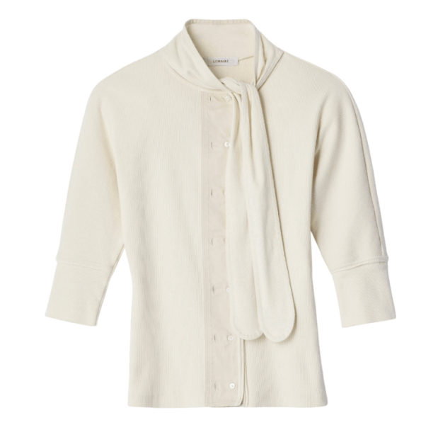 ASCOT T-SHIRT IN LINEN AND COTTON RIBBED JERSEY Enoki