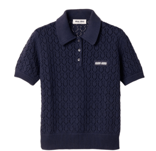 (W) Miu Miu Cotton Polo Shirt Blue