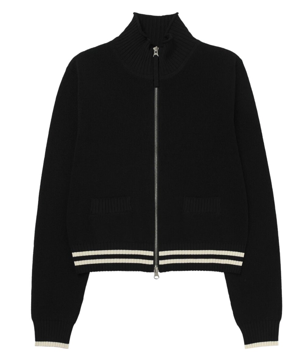 Matin Kim Spell Point Stripe Knit Cardigan Black