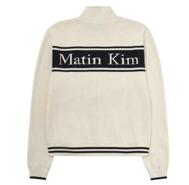 Matin Kim Spell Point Stripe Knit Cardigan Ivory