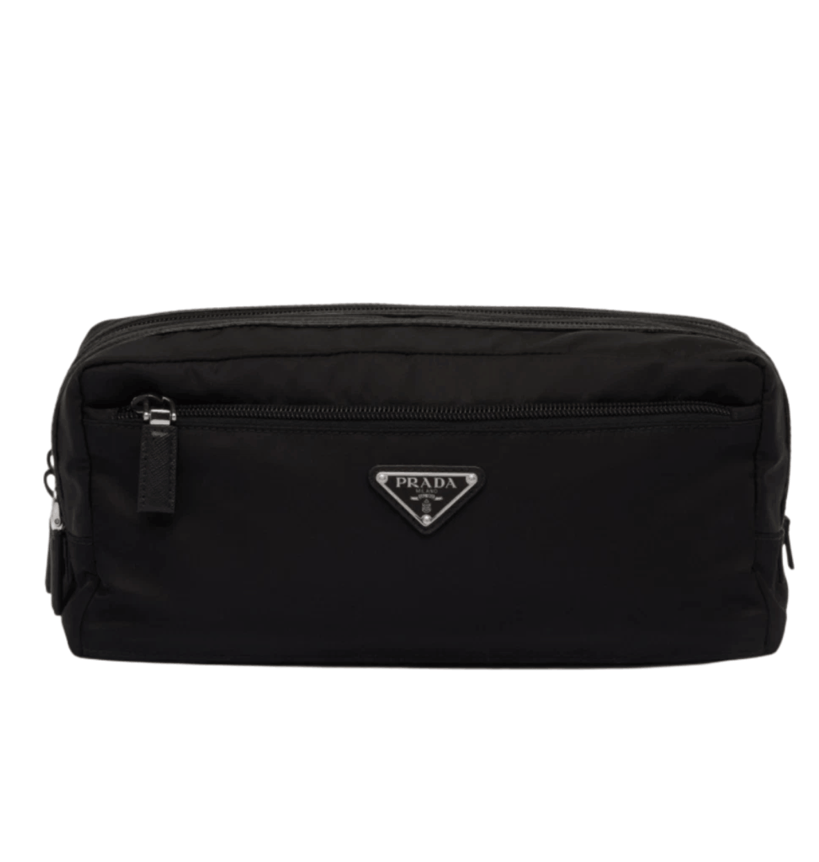 Prada Re-Nylon and Saffiano Leather Travel Pouch Black