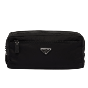 Prada Re-Nylon and Saffiano Leather Travel Pouch Black