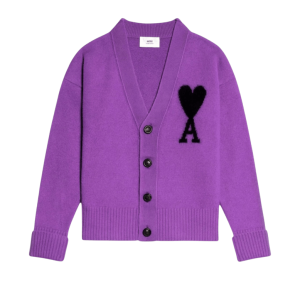 AMI de Coeur Oversize Intarsia Cardigan Purple Black