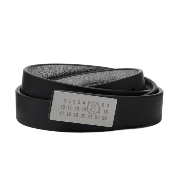 MM6 Maison Margiela Slim Numeric Buckle Leather Belt Black
