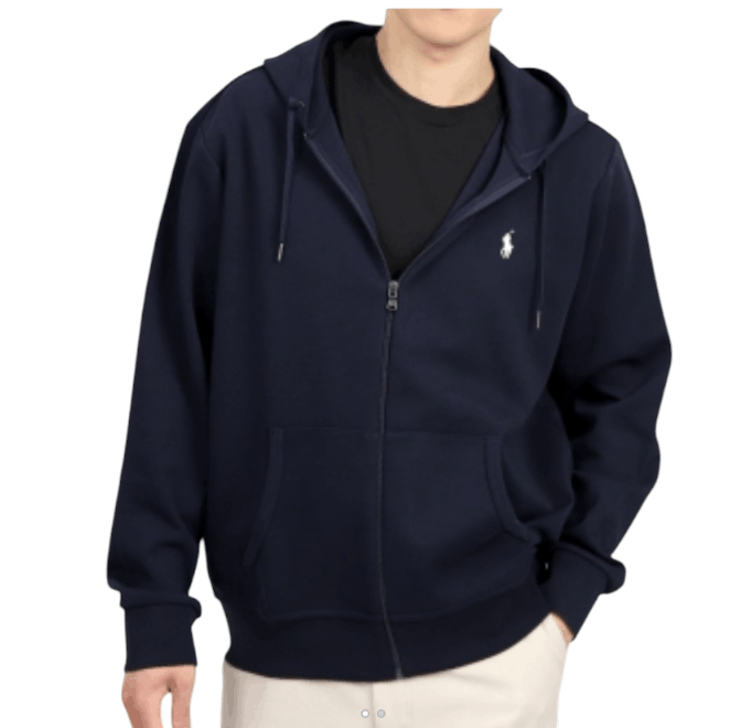 Logo-embroidered zip-up hoodie