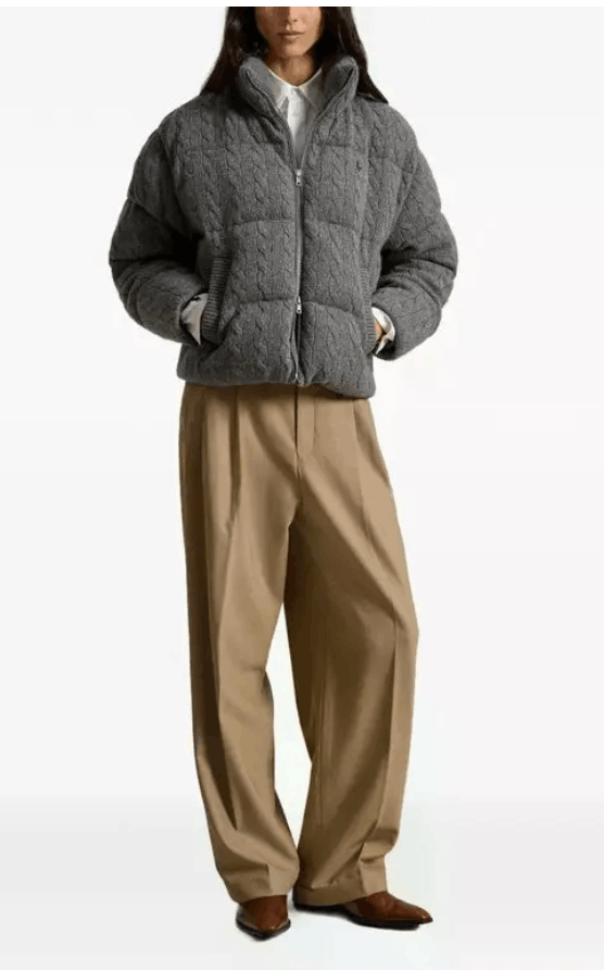 Polo Ralph Lauren Quilted Cable-Knit Jacket - Grey 