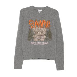 Teddy Jacquard Knitted Sweater Grey