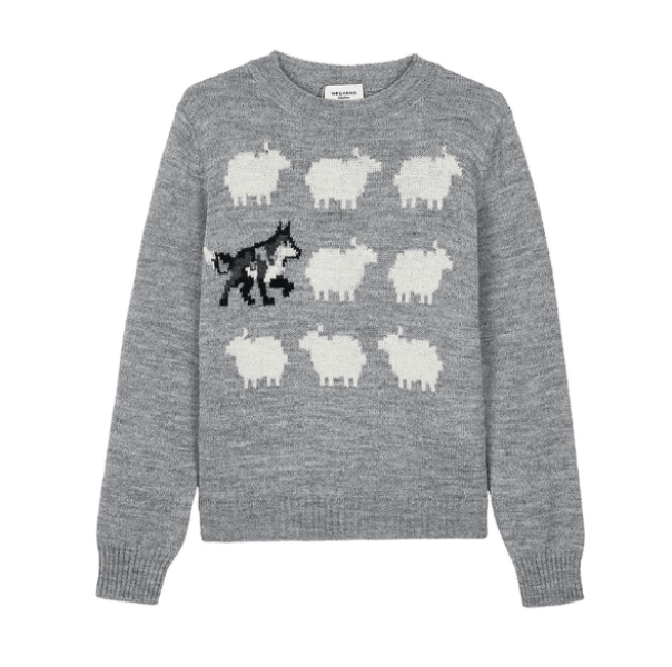 Alpaca and wool-blend yarn sweater, light grey