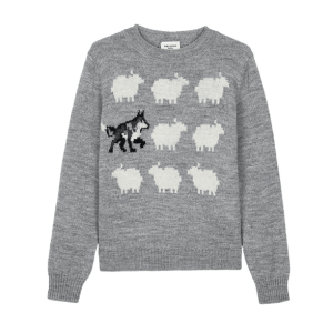 Alpaca and wool-blend yarn sweater, light grey