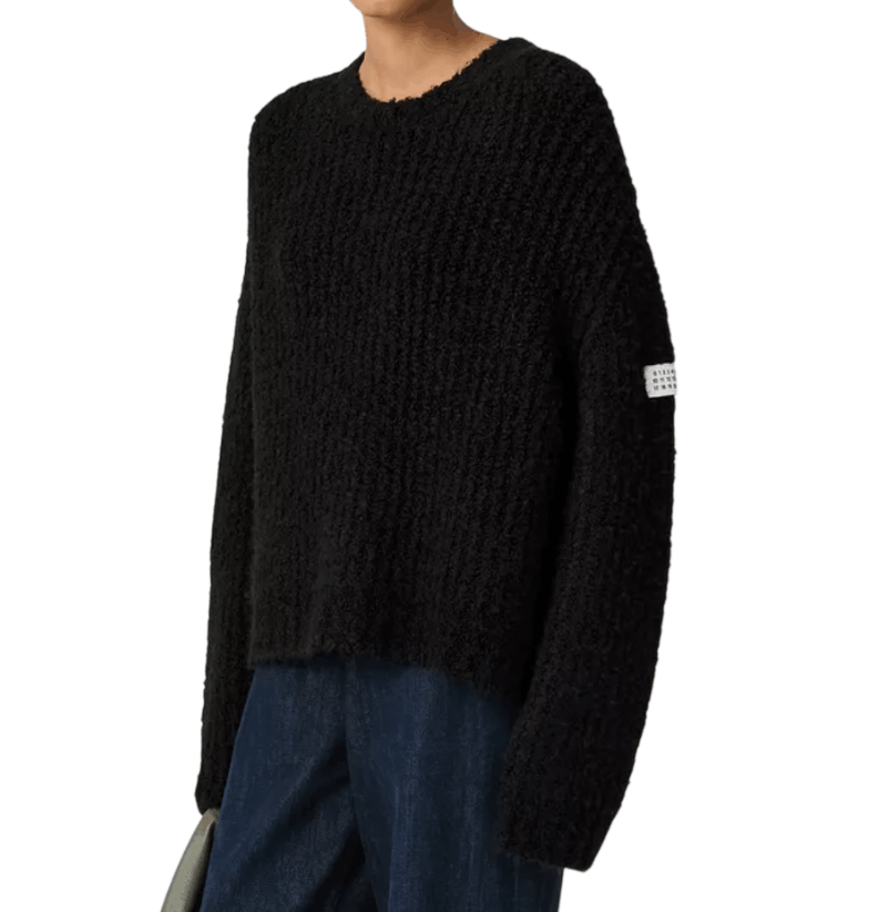 Textured knit crew neck jumper