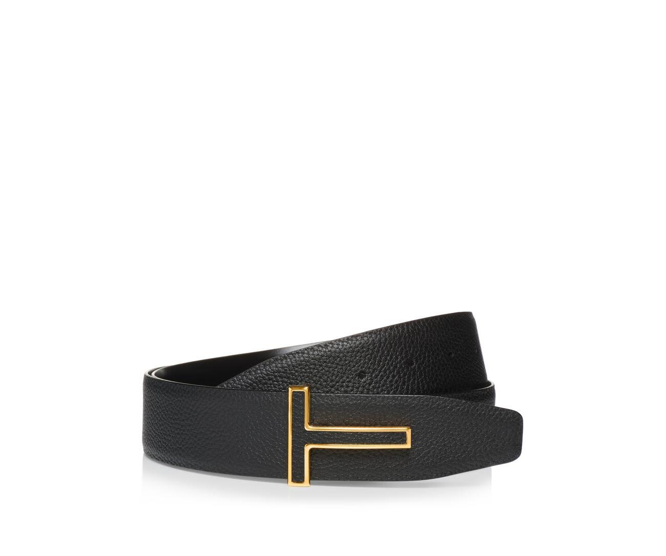 GRAIN LEATHER AND SMOOTH LEATHER LEATHER INSERT T BELT