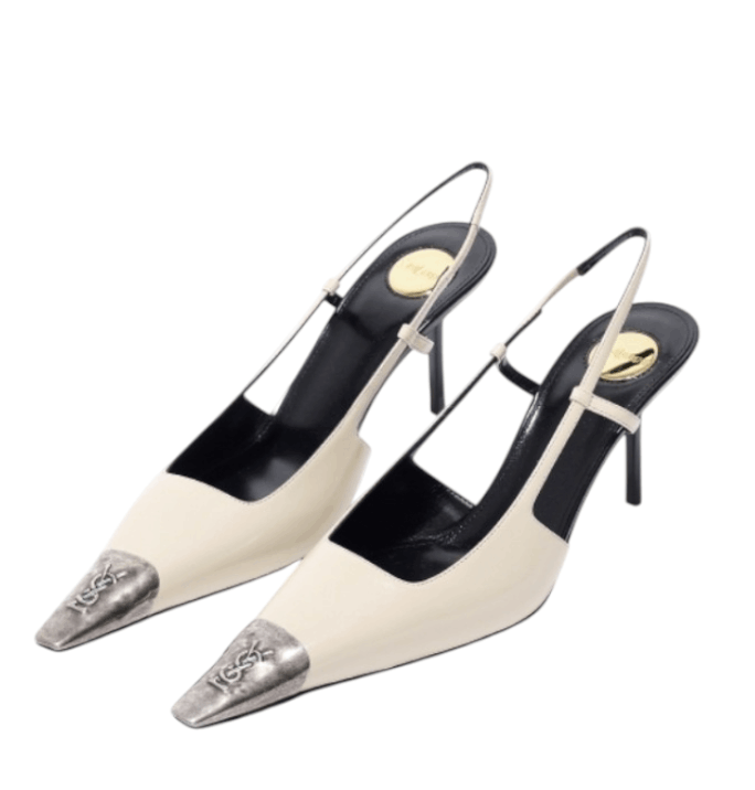 JEANNE slingback pumps in smooth leather in White  