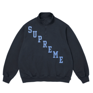 Supreme Slant Applique Half Zip Pullover Navy - 26FW