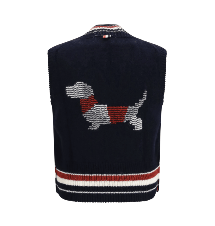 THOM BROWNE Hector jersey V-neck Vest BLUE 