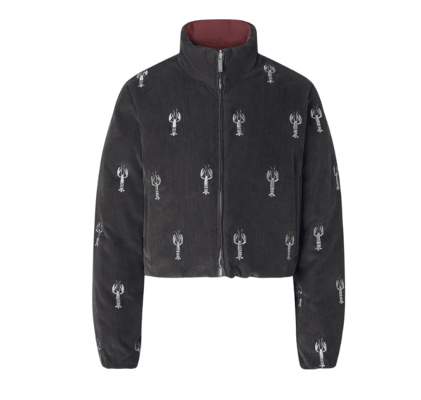 CORDUROY LOBSTER STITCH REVERSIBLE CROPPED DOWN JACKET