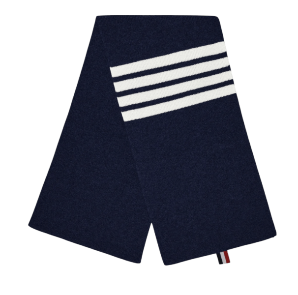CASHMERE RIB 4-BAR SCARF - NAVY
