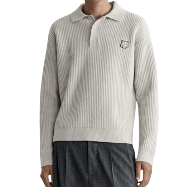 FOX HEAD WOOL RIBBED POLO JUMPER (PM00213KT1149-H120)