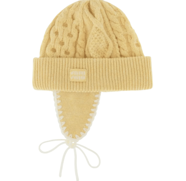 Miu Miu Wool Beanie Hat In Yellow 