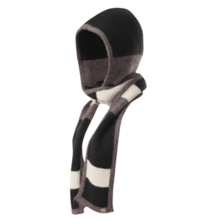 COLOR BLOCK HOODED SCARF - BLACK MULTI (105628)