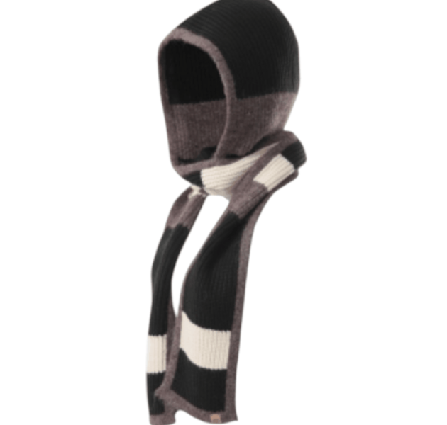 COLOR BLOCK HOODED SCARF - BLACK MULTI (105628)