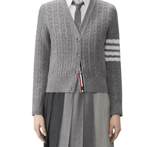 Thom Browne Merino Wool 4-Bar Anchor Intarsia Cardigan FKC729A Y1005 055