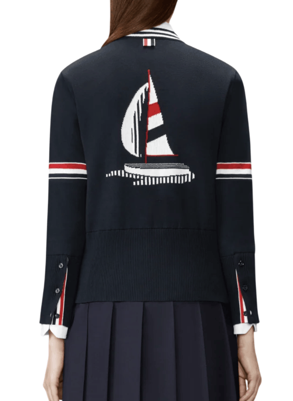 Rwb Stripe Jacquard Sailboat Cardigan