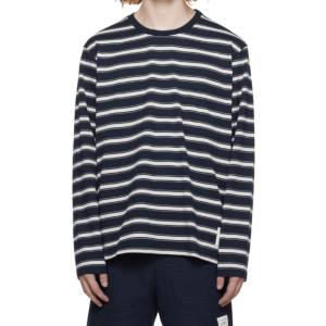 Thom Browne Stripe Jersey Oversized Long Sleeve Tee Navy