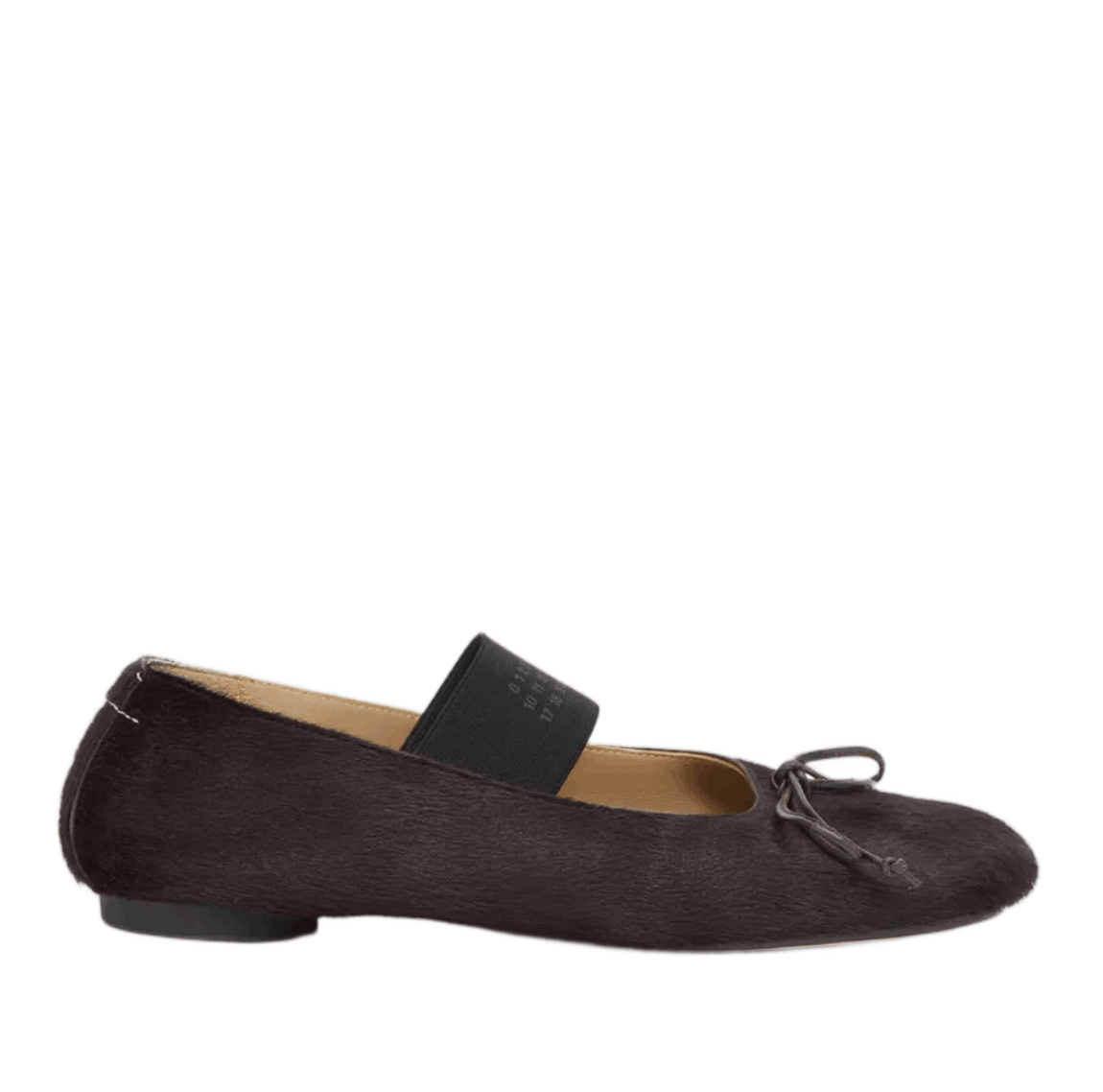 (W) MM6 Maison Margiela Numeric Elastic Ballerinas In Ponyhair Tapenade