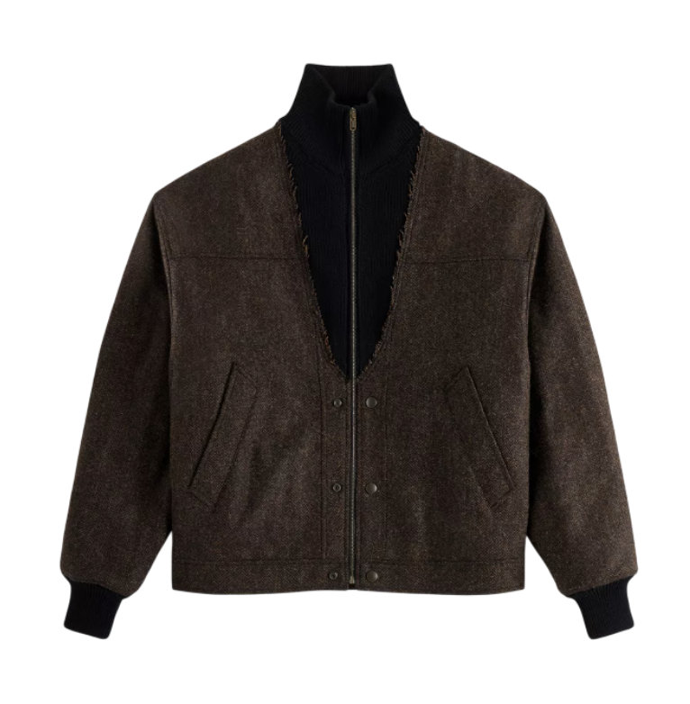 Herringbone Wool Zip Jacket 