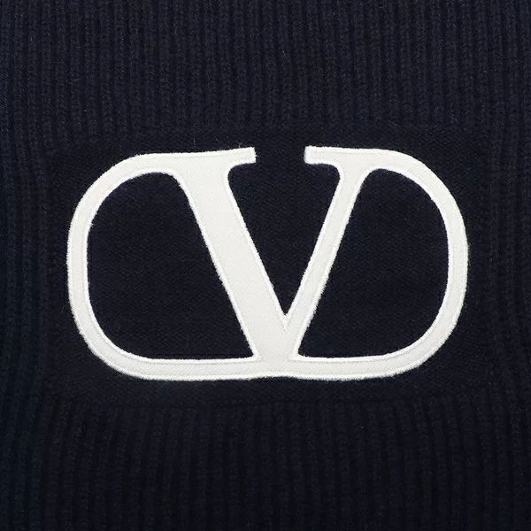 KNITTED SCARF VLOGO SIGNATURE WOOL NAVY