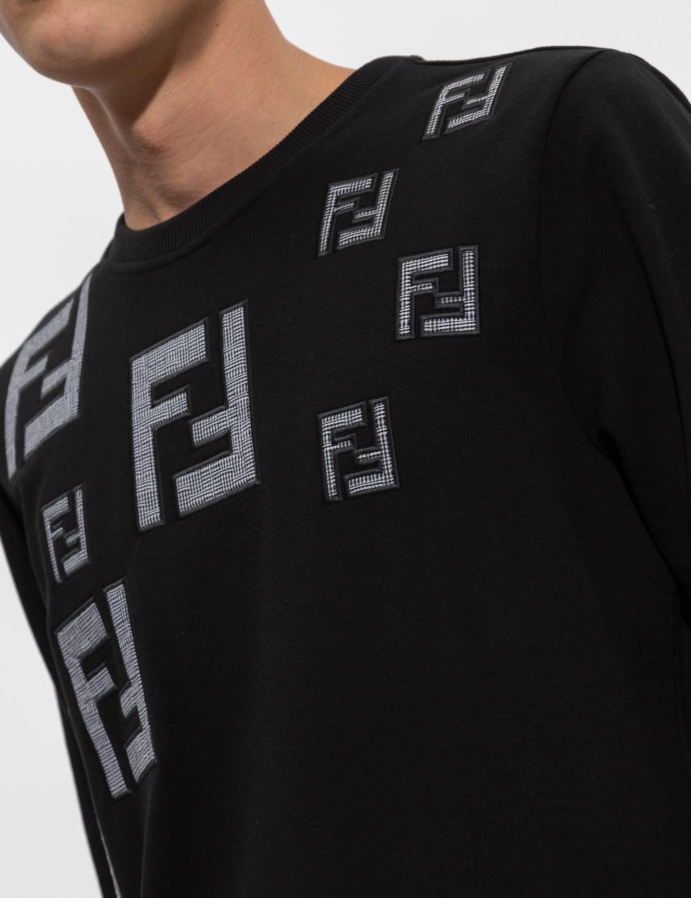 Black crewneck sweatshirt with logo