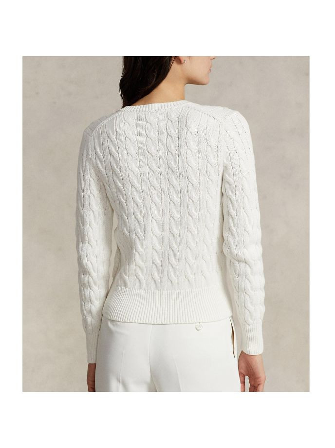 Pony Logo Embroidered Cable Cardigan 