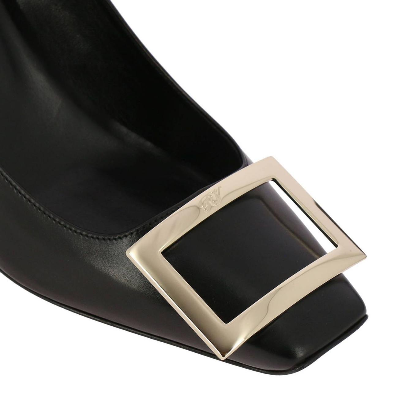 Trumpet Leather Metal Buckle Pumps 