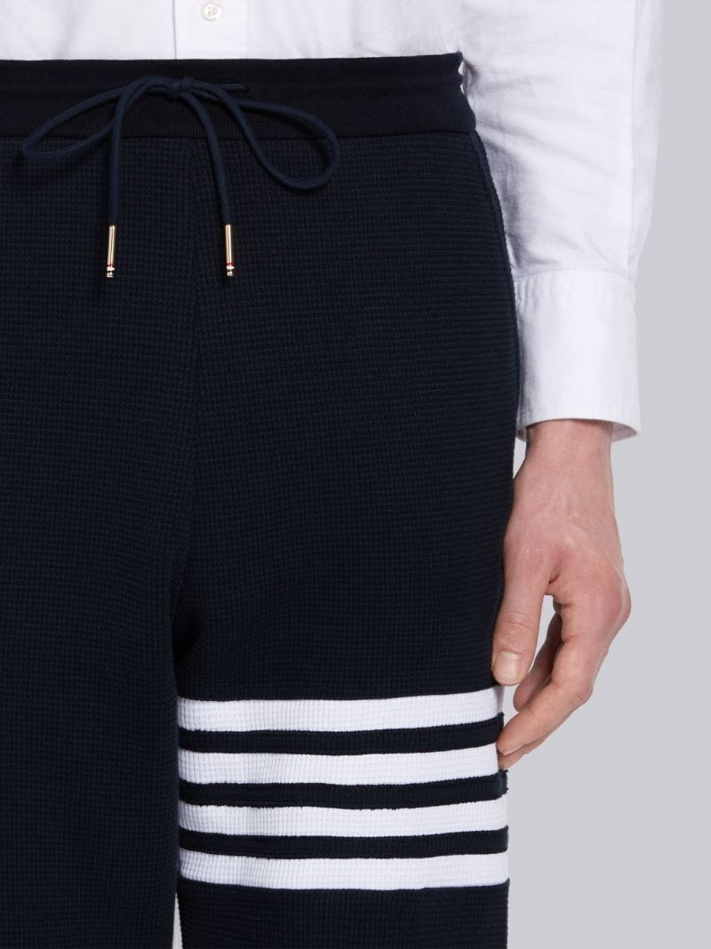 NAVY WAFFLE 4-BAR STRIPE SWEATPANTS