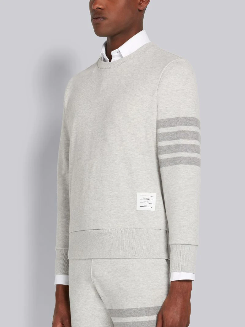 PASTEL GREY LOOPBACK TERRY TONAL 4-BAR RELAXED FIT CREW NECK SWEATSHIRT