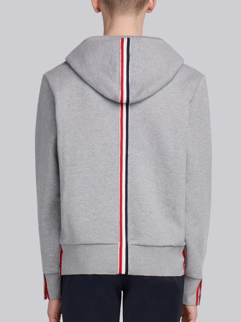 LIGHT GREY LOOPBACK JERSEY KNIT CENTER BACK STRIPE PULLOVER HOODIE