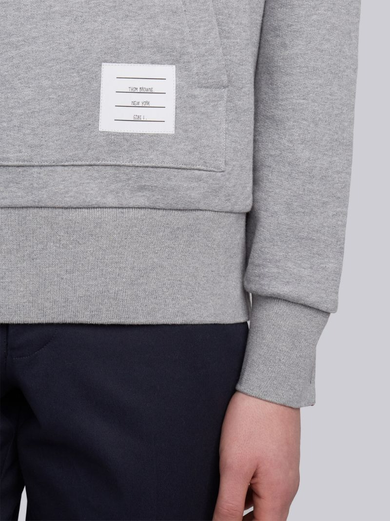 LIGHT GREY LOOPBACK JERSEY KNIT CENTER BACK STRIPE PULLOVER HOODIE